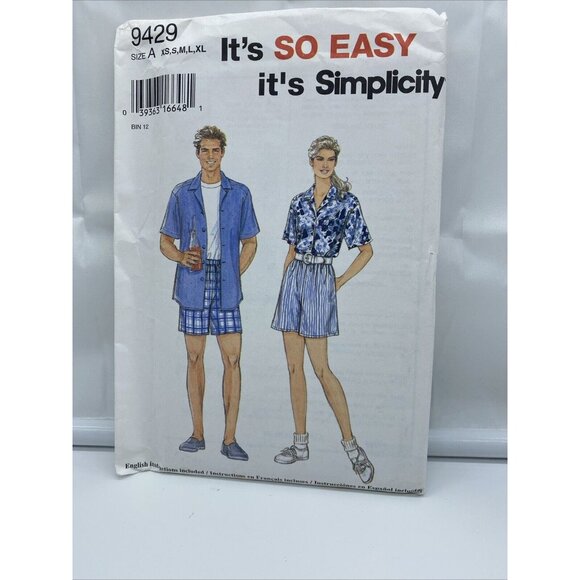 Simplicity Tops - Simplicity Sewing Pattern 9429 Unisex Women Shorts and Shirt XS S M L XL Uncut
